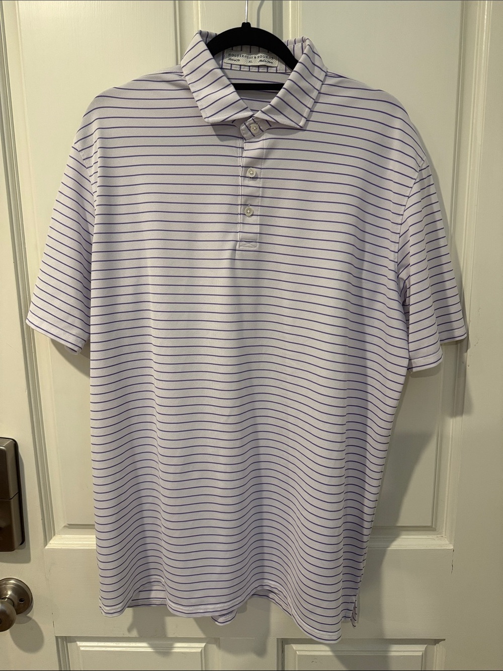 Holderness & Bourne Striped Lavender Polo Shirt with Classic Collar